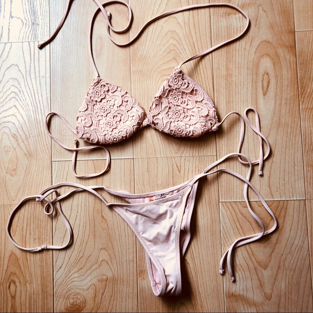 Pink Embroidered Bikini